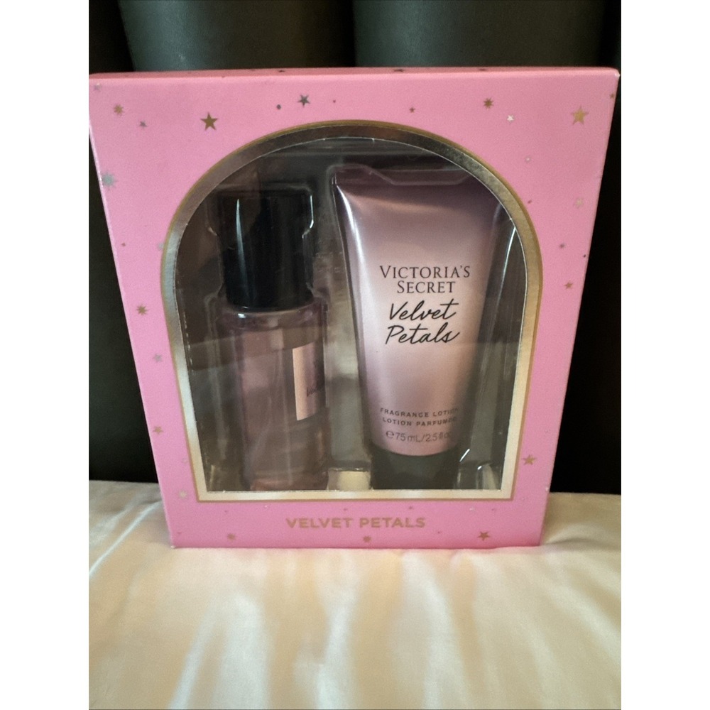 VELVET PETALS Gift Set Box Victoria's Secret Mini Fragrance Body Mist Lotion Duo